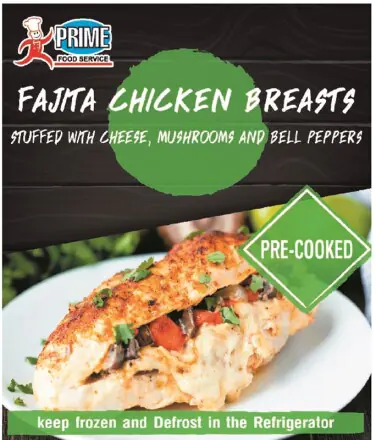 Chicken Breast, Fajita. Stuffed Chicken Breast with Cheese Mushrooms and bell Peppers 450g