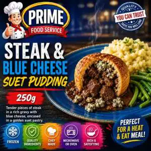 Steak & Blue Cheese Suet Pudding  250g