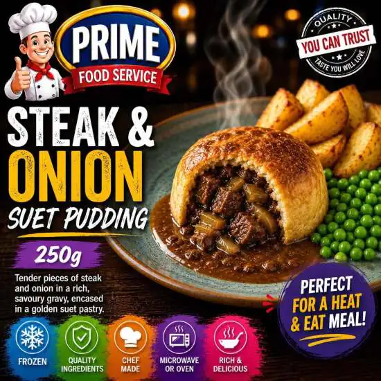 Steak & Onion Suet Pudding 250g